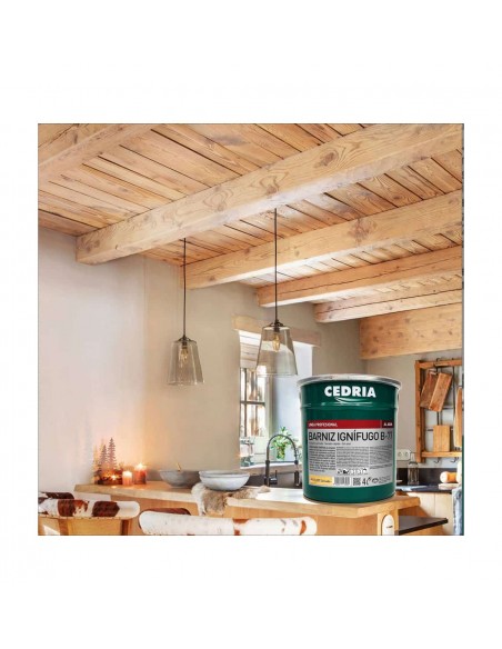 Barniz Ignífugo BB-77 acrílico protector fuego madera CEDRIA imagen publicitaria