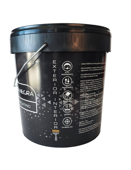 Pintura muy lavable PLATINO TAPA NEGRA bidón de 14 litros