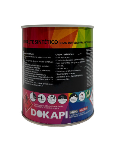Esmalte Sintético DOKAPI Mate Lata pequeña reverso
