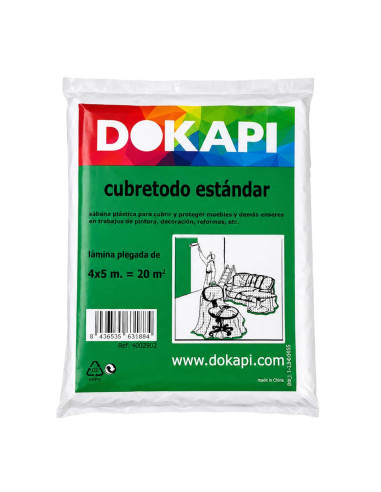 Plástico Cubretodo Estándar DOKAPI 4x5 20 metros, cover.